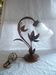 Bedside lamp / table in metal dore decor 2 flowers