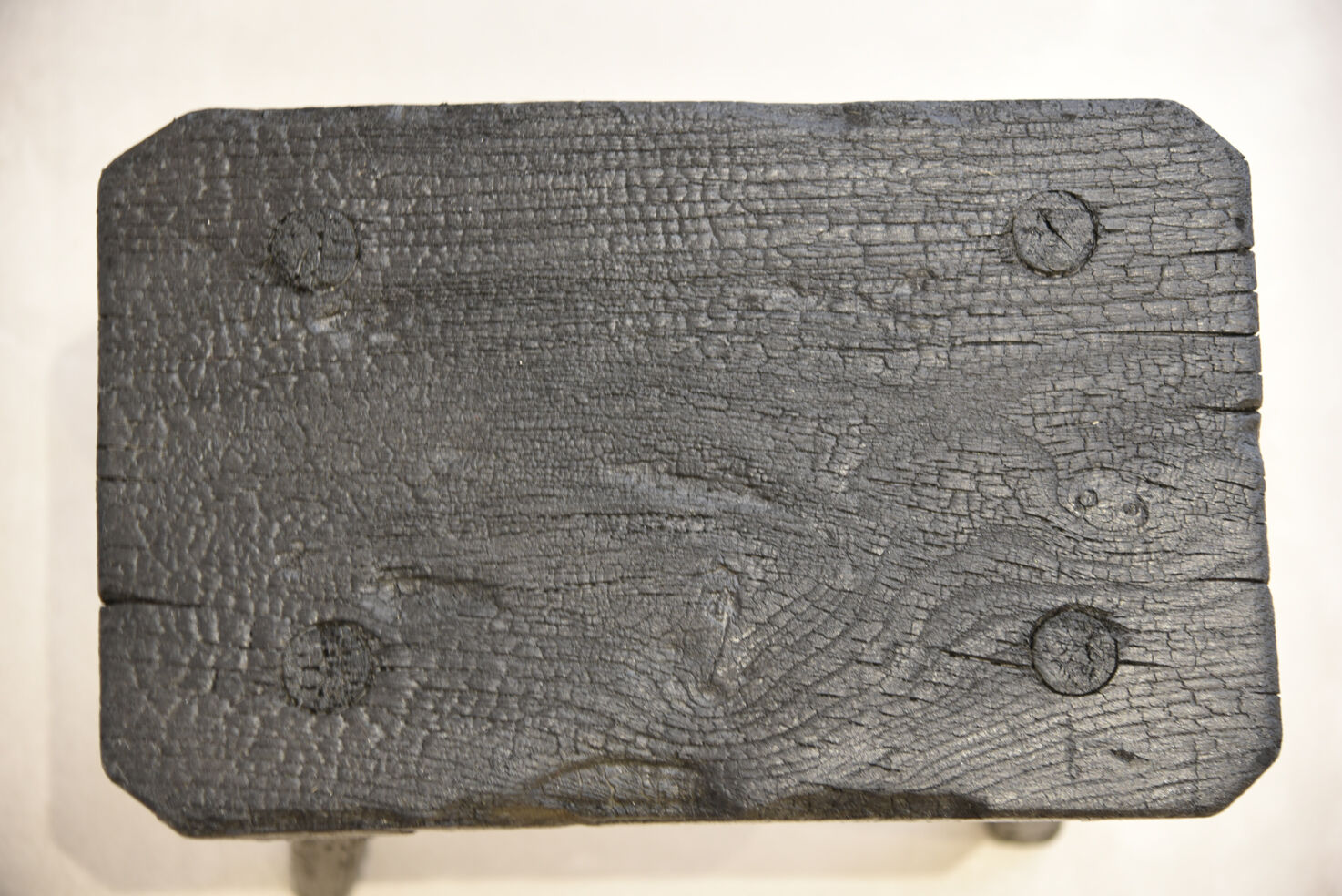 Stool wood finish wood burned with treatment shou-sugi-ban