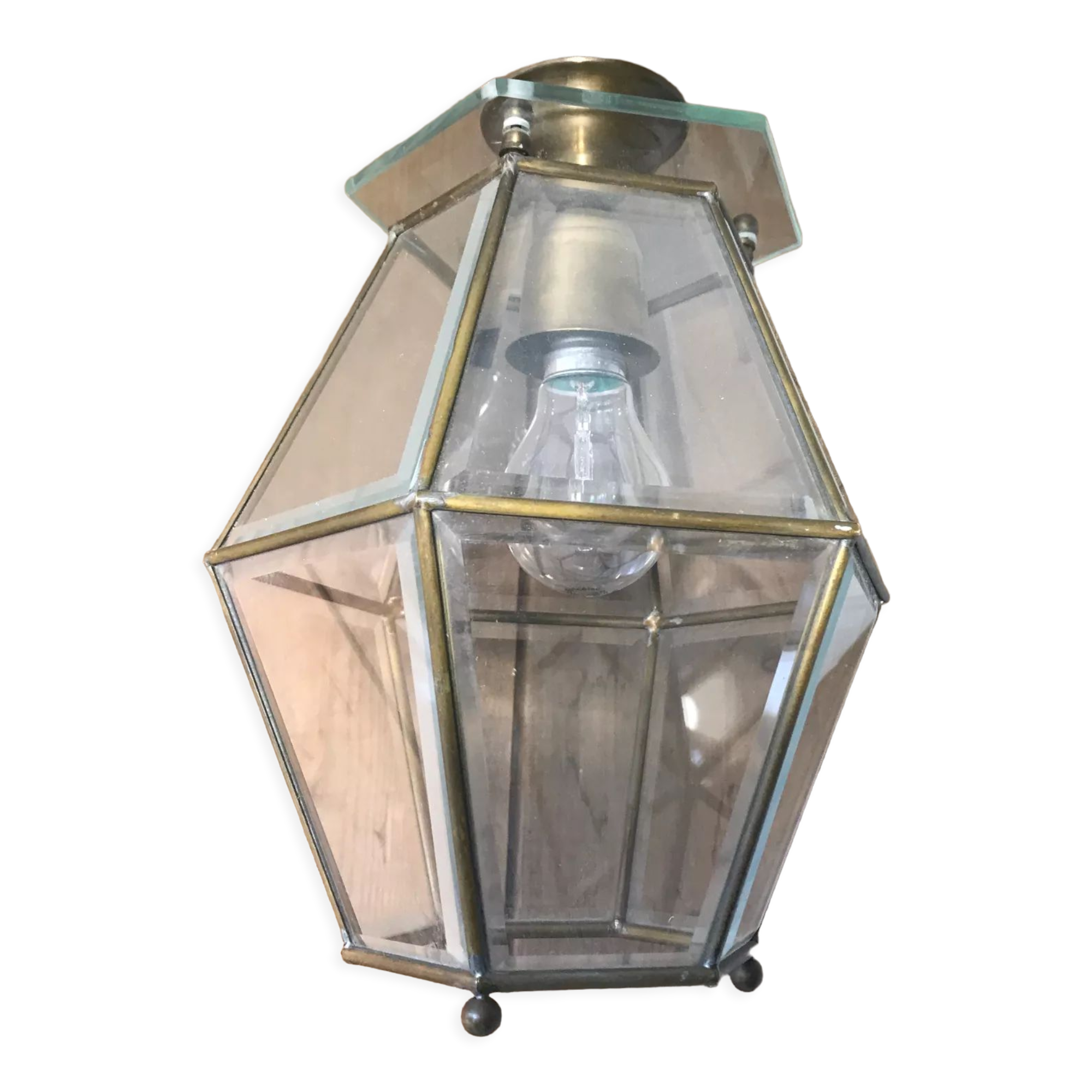 Suspension lanterne facettée vintage 1970