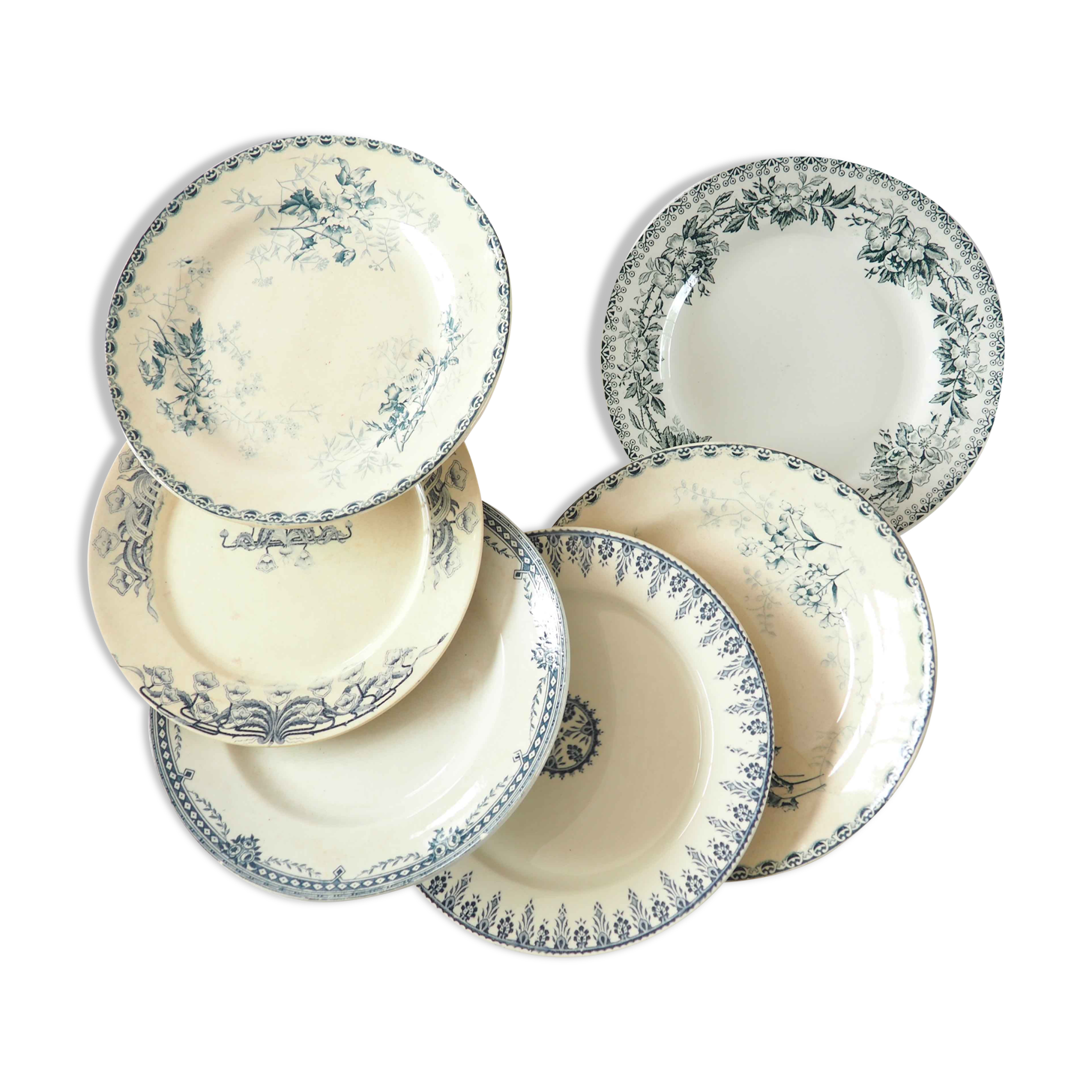 6 mismatched iron earth plates