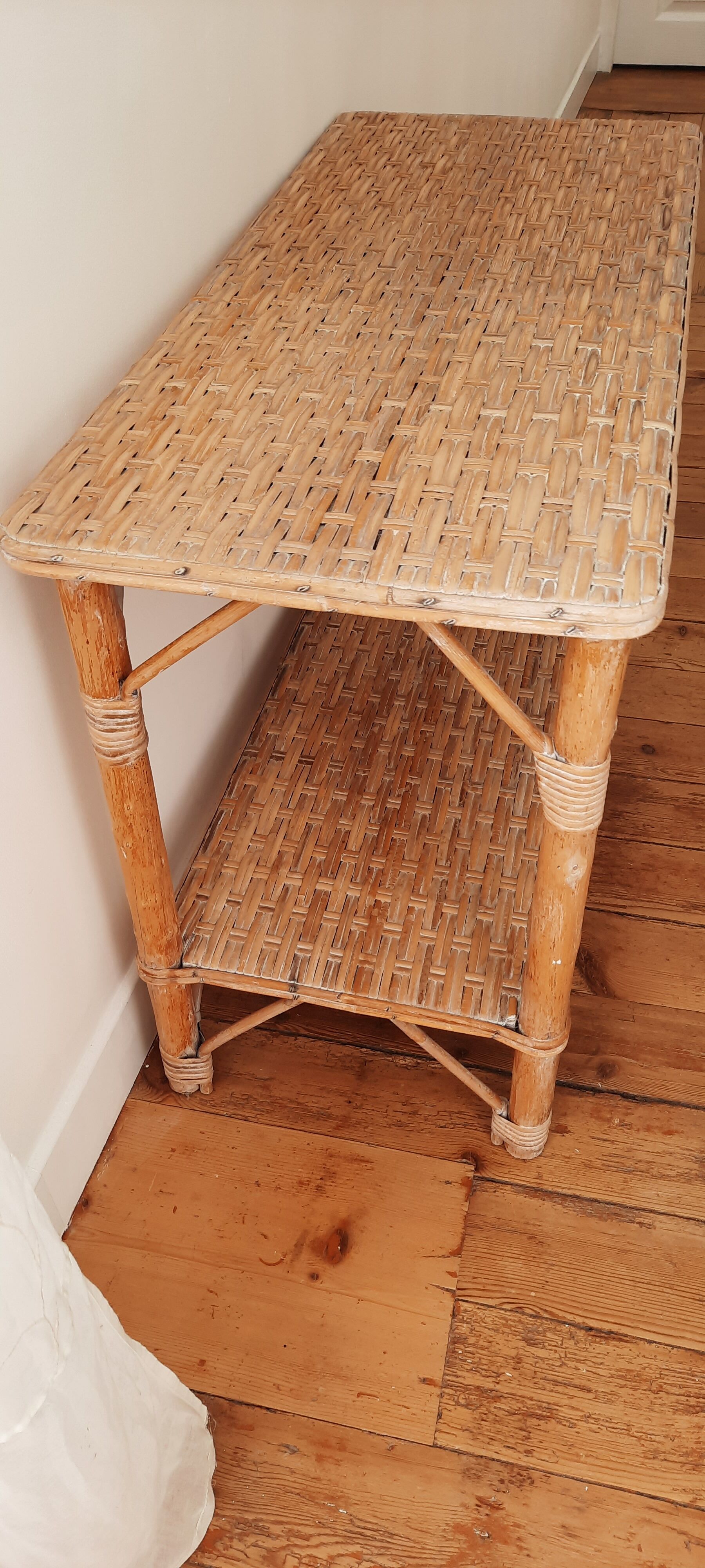 Vintage rattan console