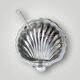 Beurrier coquillage vintage en inox et verre bleu cobalt avec couteau