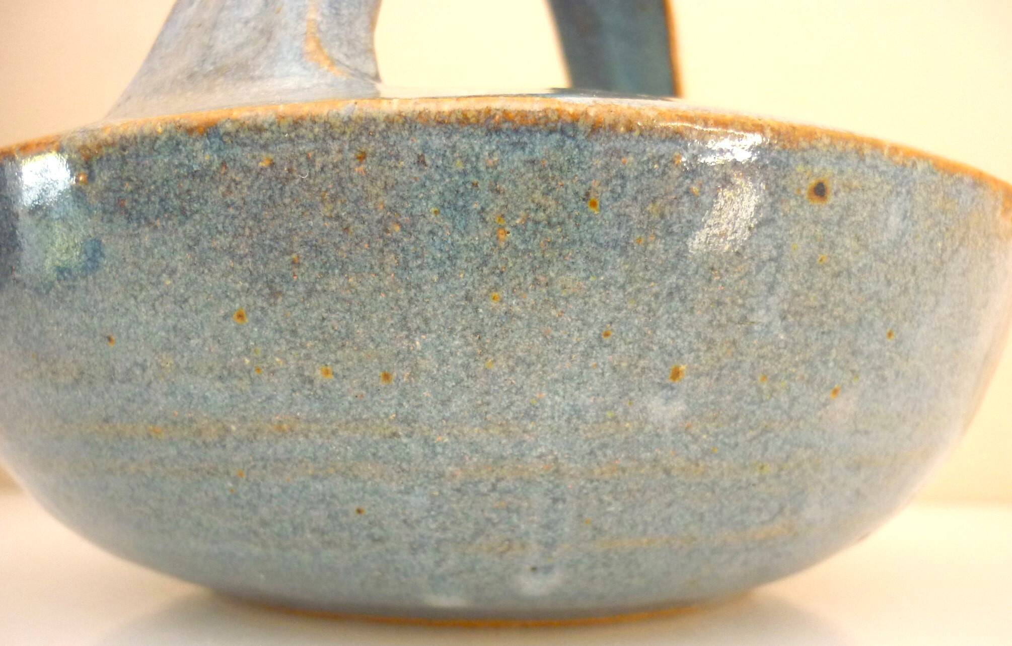 Teapot, enameled ceramic art, signed Michel Vergnes, Kerbénoën pottery