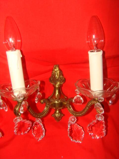 applique bronze et cristal à 2 bras de lumière