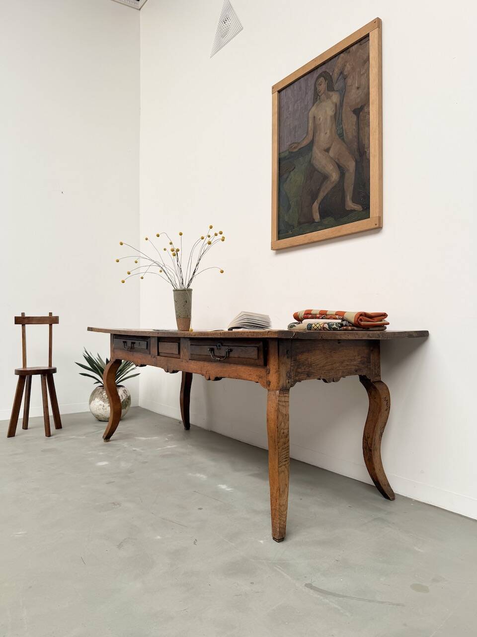 19th century walnut drapery table 2m1