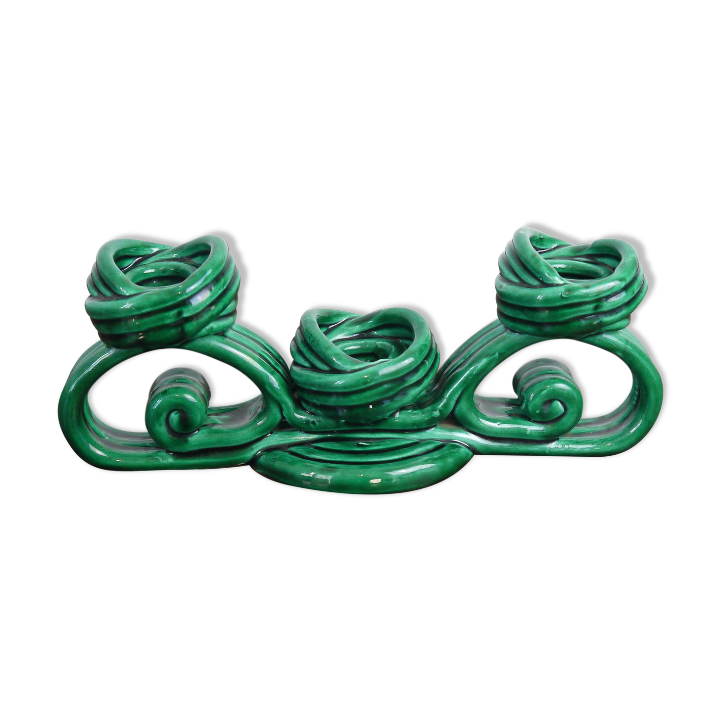 Green ceramic Vallauris Bougeoir