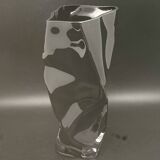 Black tinted glass vase with crumpled effect