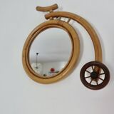“Bicycle” mirror in rattan, bamboo 1960 1970