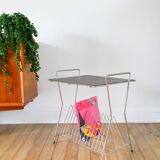 Vinyl rack in brass and leatherette, 1960
