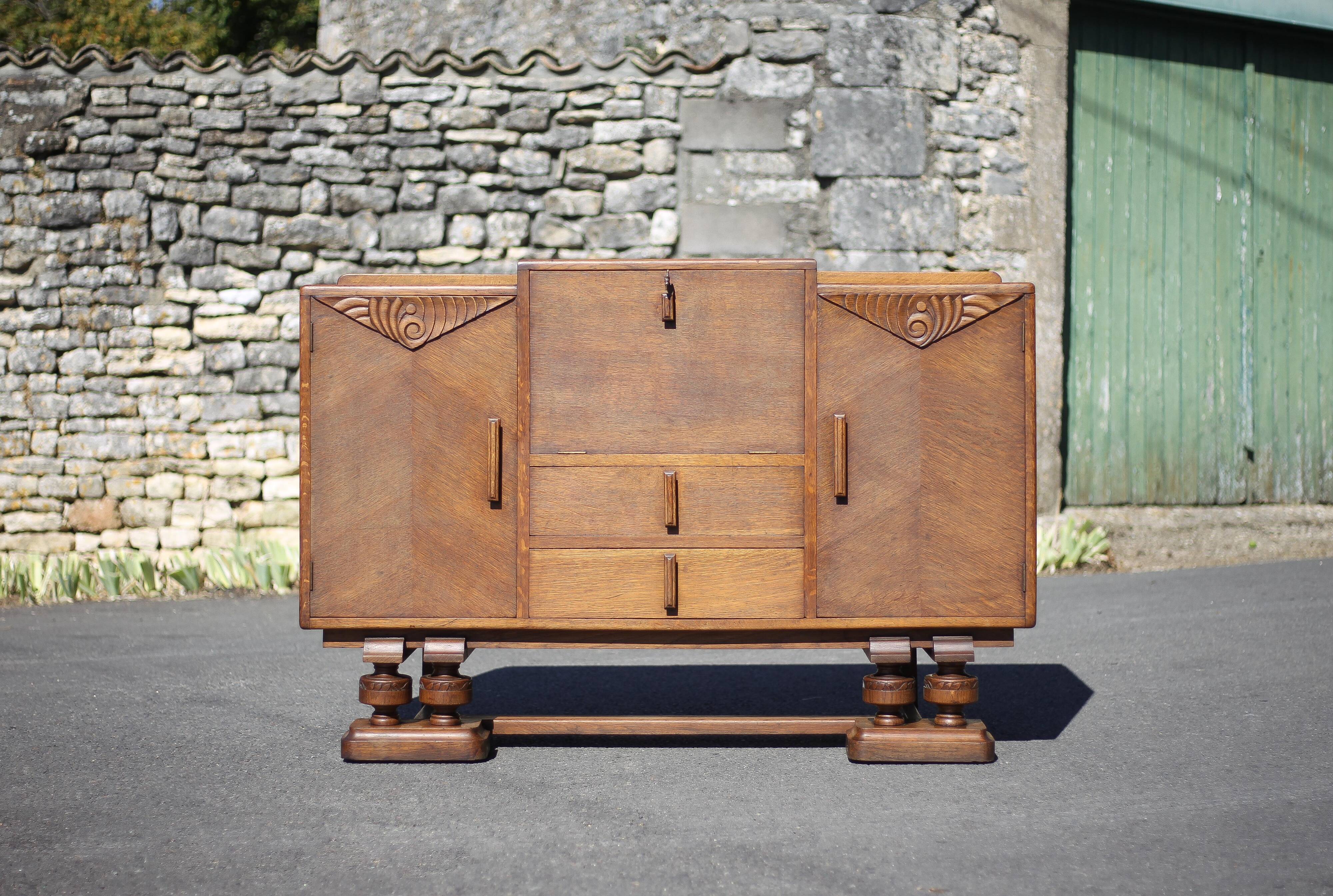 Art Deco sideboard, art deco wooden sideboard, wooden furniture, storage furniture