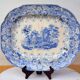 Large Decorative Platter Blue Transferware with Abbey Ruin early 19th C.