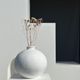 Handcrafted terracotta ball vase painted white H:24 D:26