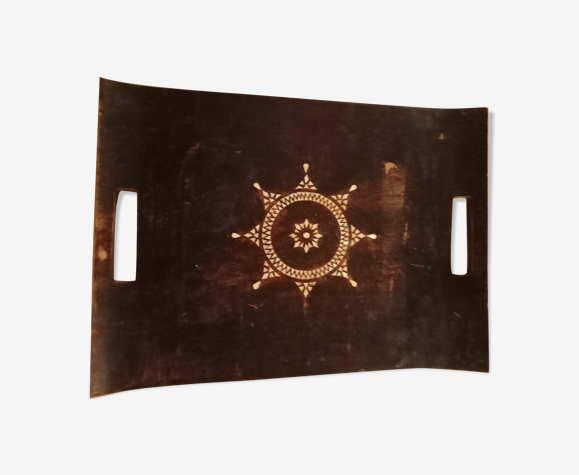 Plateau en bois et marqueterie en nacre