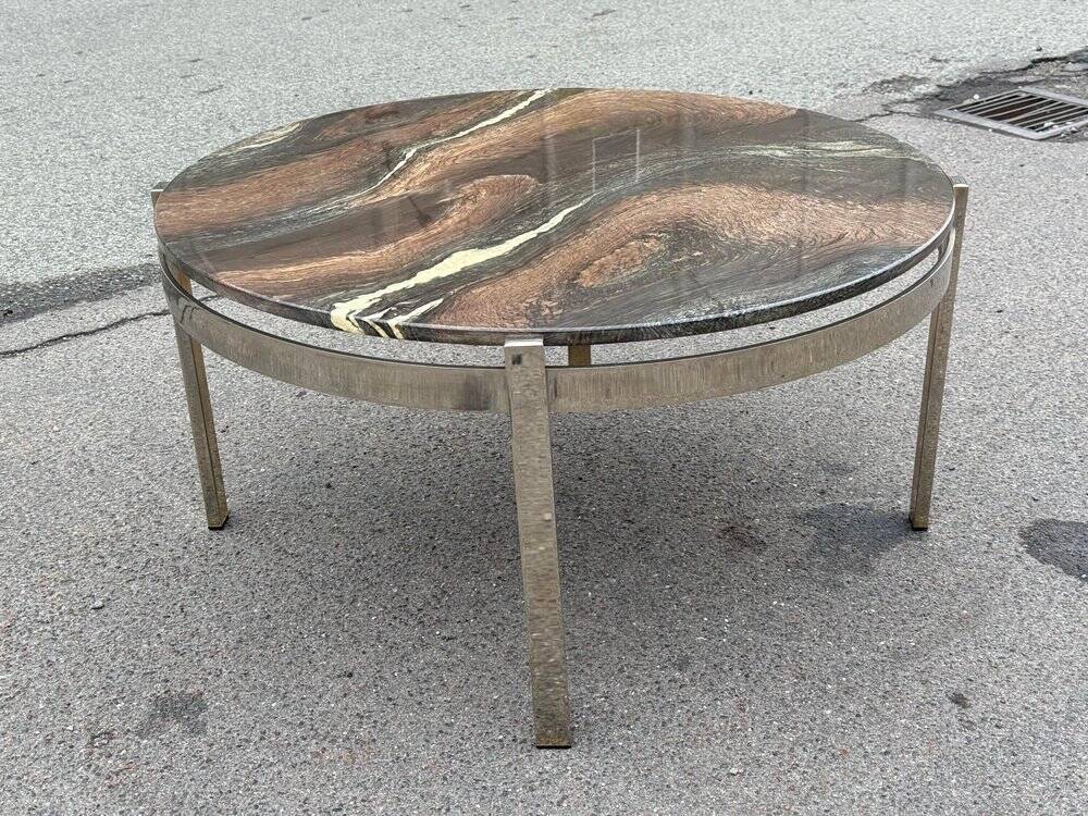Coffee table in chrome and marble by Bendixen, Denmark, 1970s