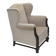 1960s, Danish wingback armchair, furniture velour, carved oak wood.