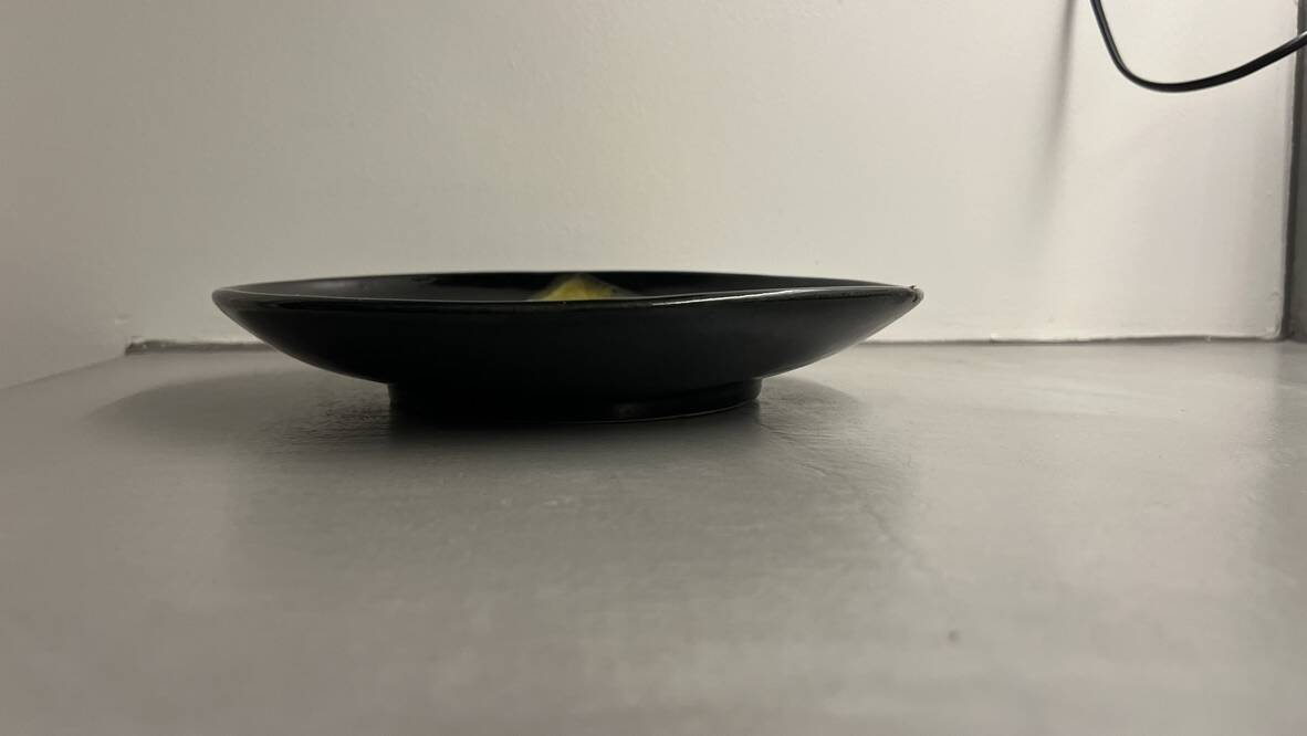 Wall plate by Pol Chambost with leaf pattern.