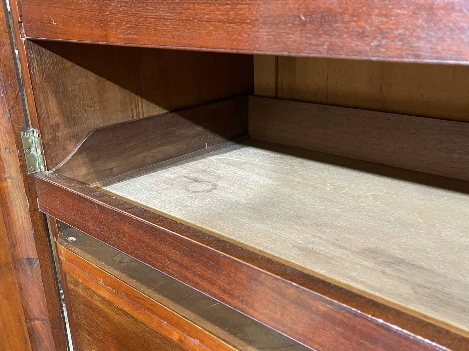 19th-century Victorian English bedroom wardrobe in mahogany.