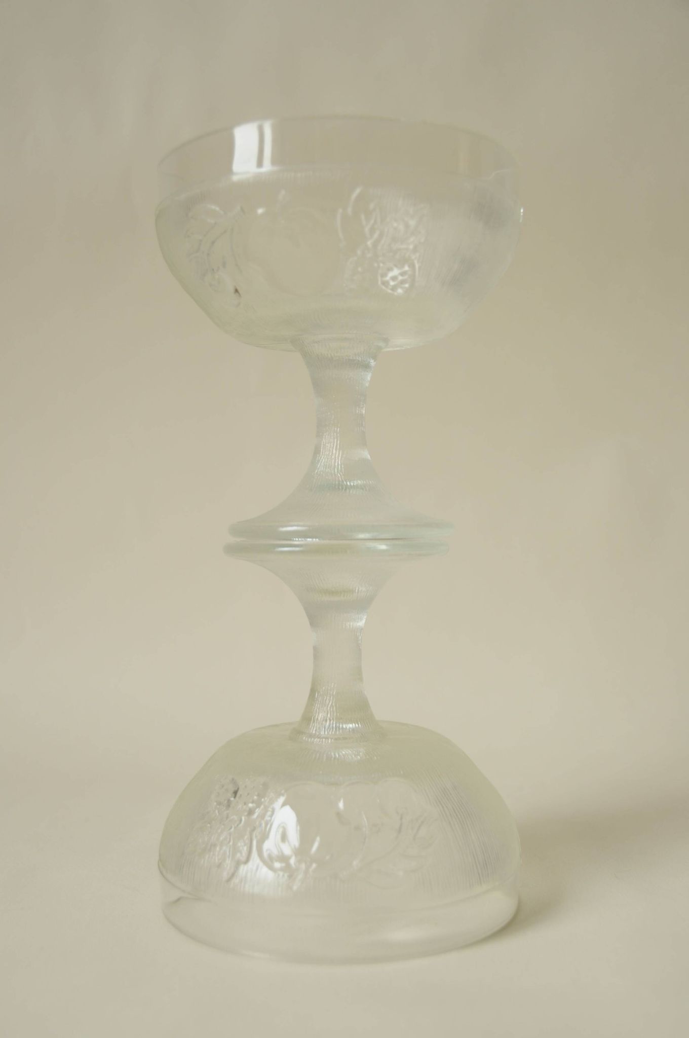 Vintage footed dessert bowls in molded glass - fruit motifs