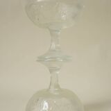 Vintage footed dessert bowls in molded glass - fruit motifs