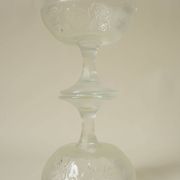 Vintage footed dessert bowls in molded glass - fruit motifs