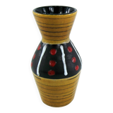 West Germany vase - black and red ochre graphic decor - Scheurich Keramik - vintage 60s