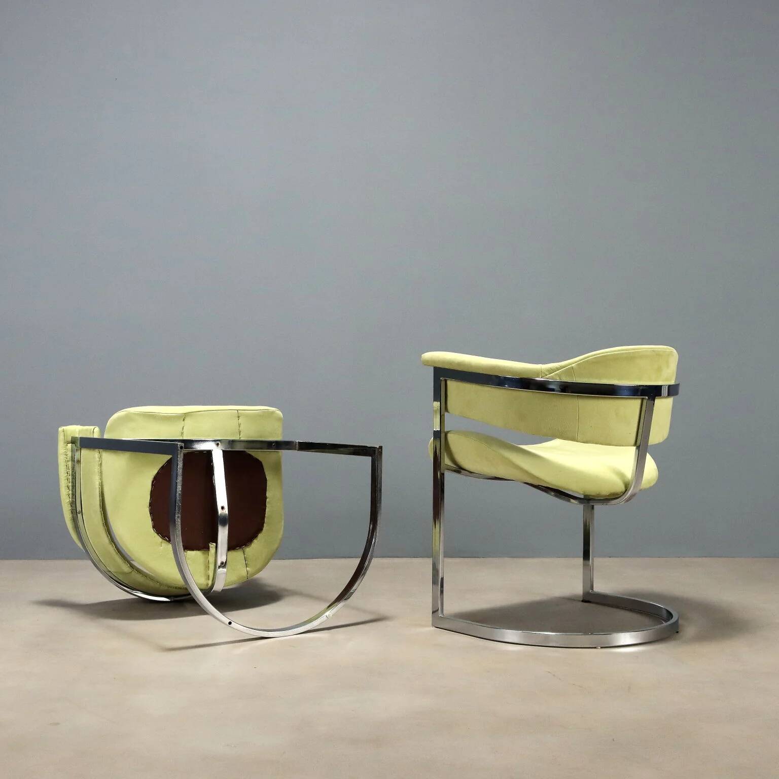 Chaises vintage Saporiti design Vittorio Introini en tissu années 1970