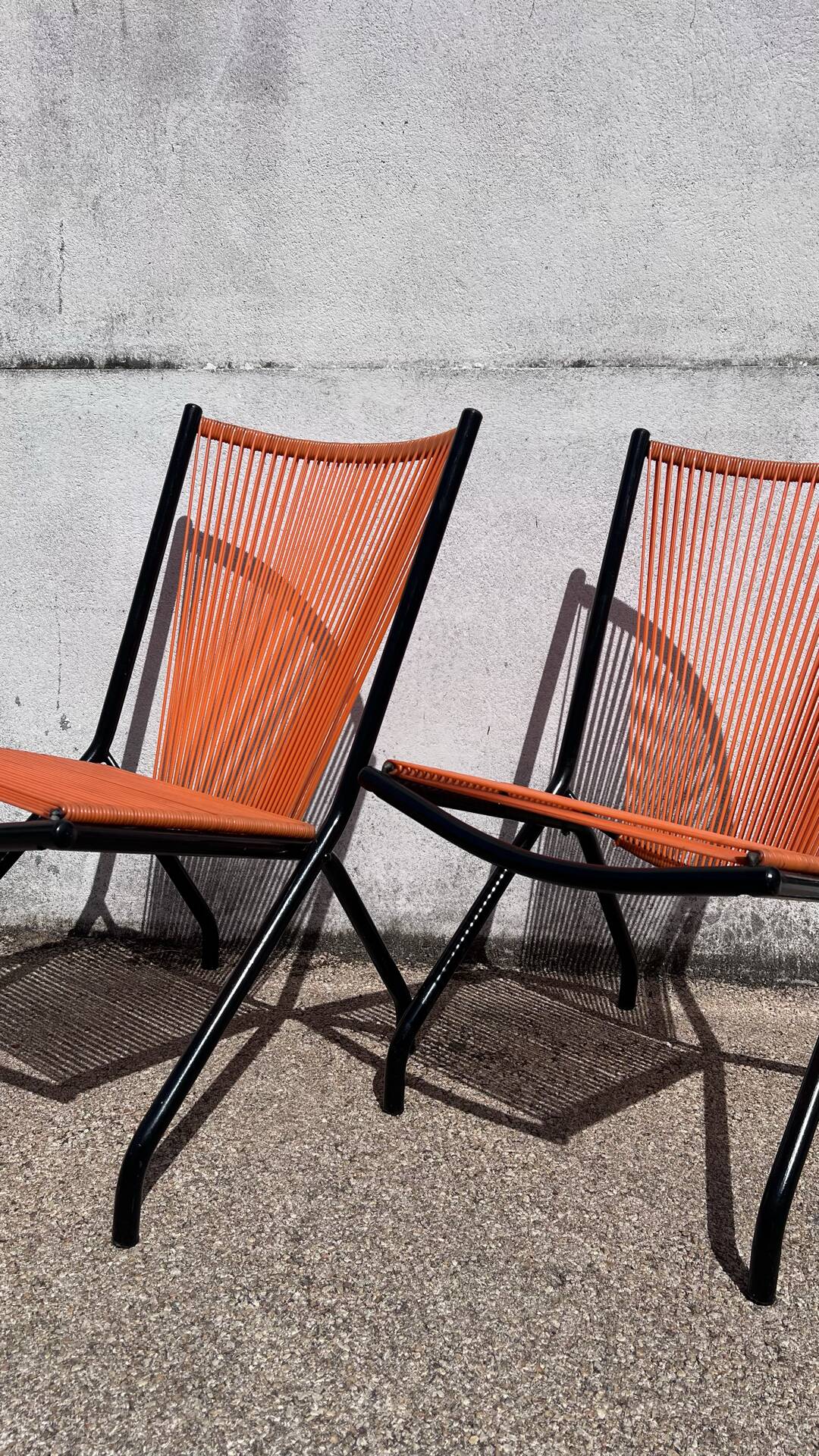 Paire Chaises pliantes scoubidou 1970's