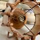 Beige rattan and cotton table lamp