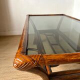 Rattan coffee table and smoked glass