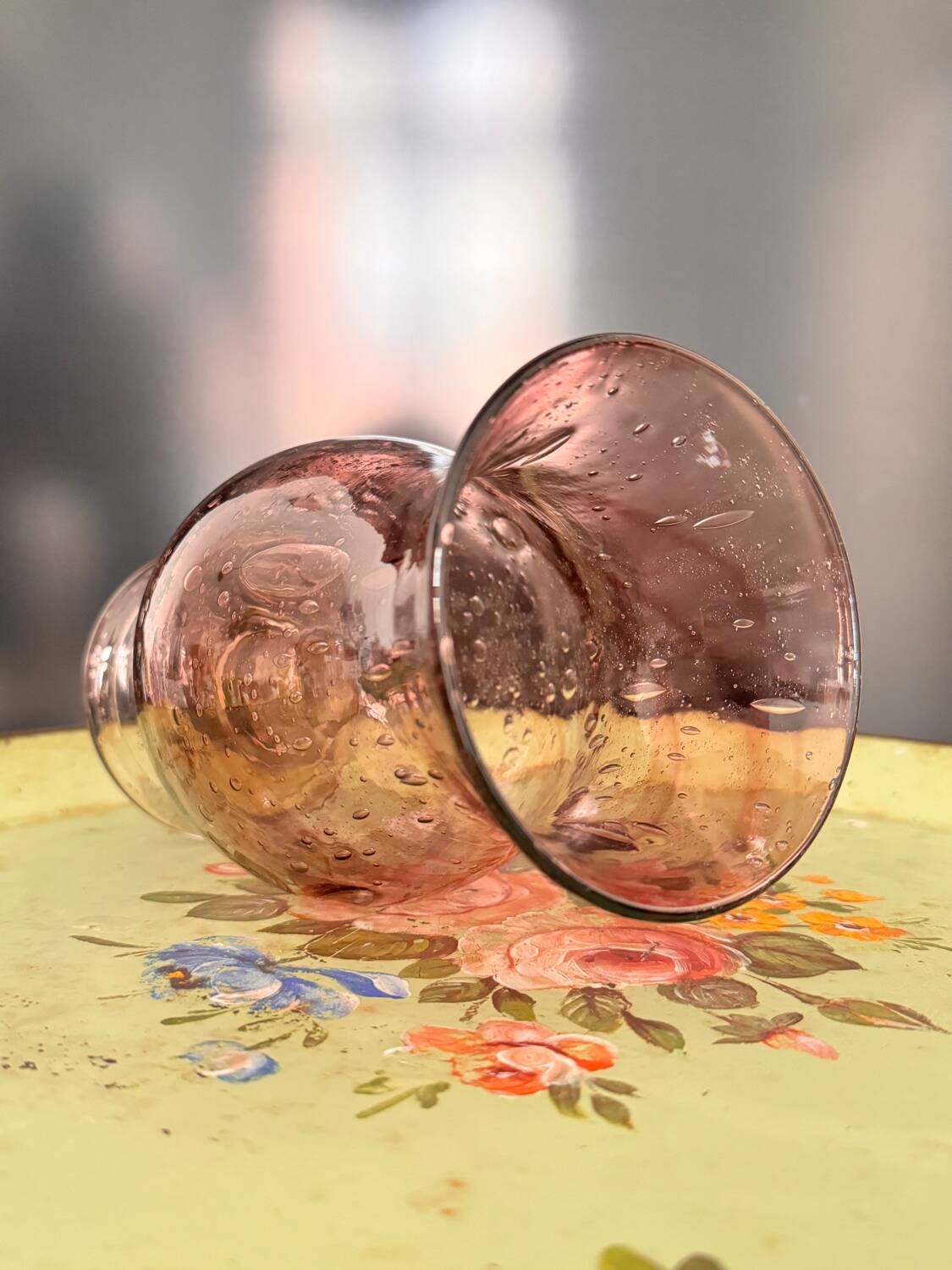 Biot glass tealight candle holder