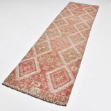 3x10 Turkish Pale Red & Beige Vintage Runner Rug, 90x303Cm