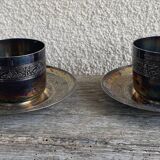 Pair of silver-plated tea cups