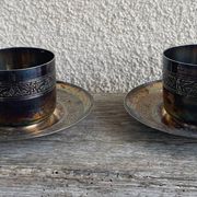 Paire Tasse à thé métal argenté