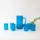 Vintage 1970s IVIMA Blue Glass Jug and Six-Glass Set