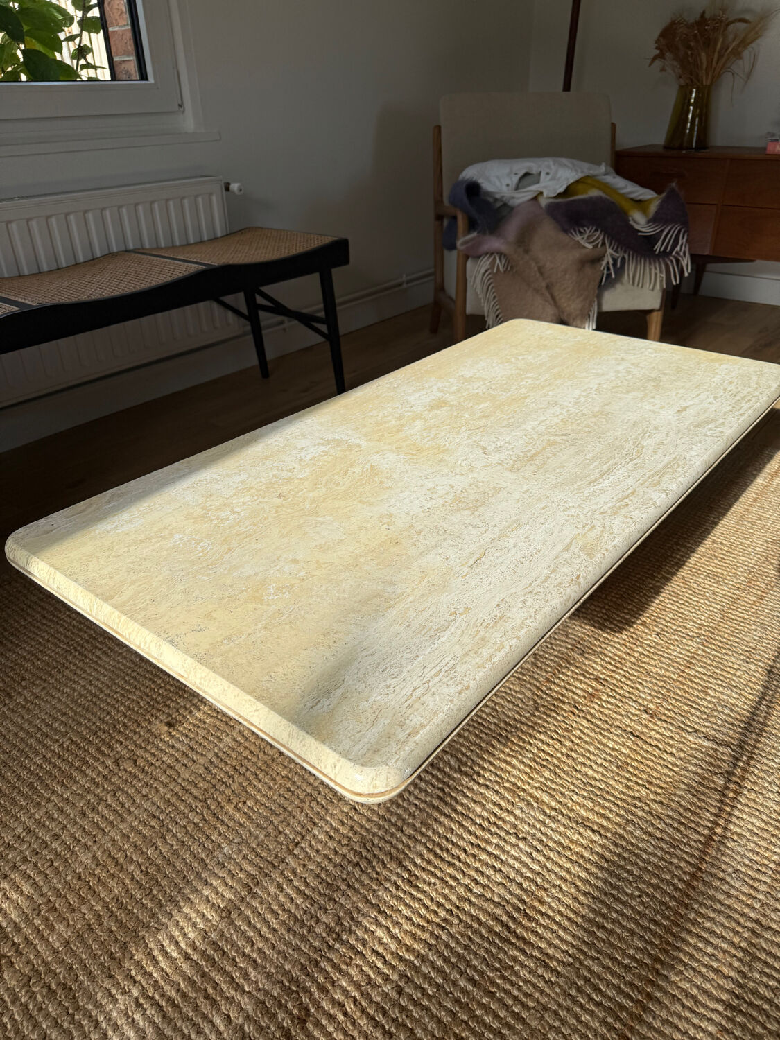 Travertine coffee table