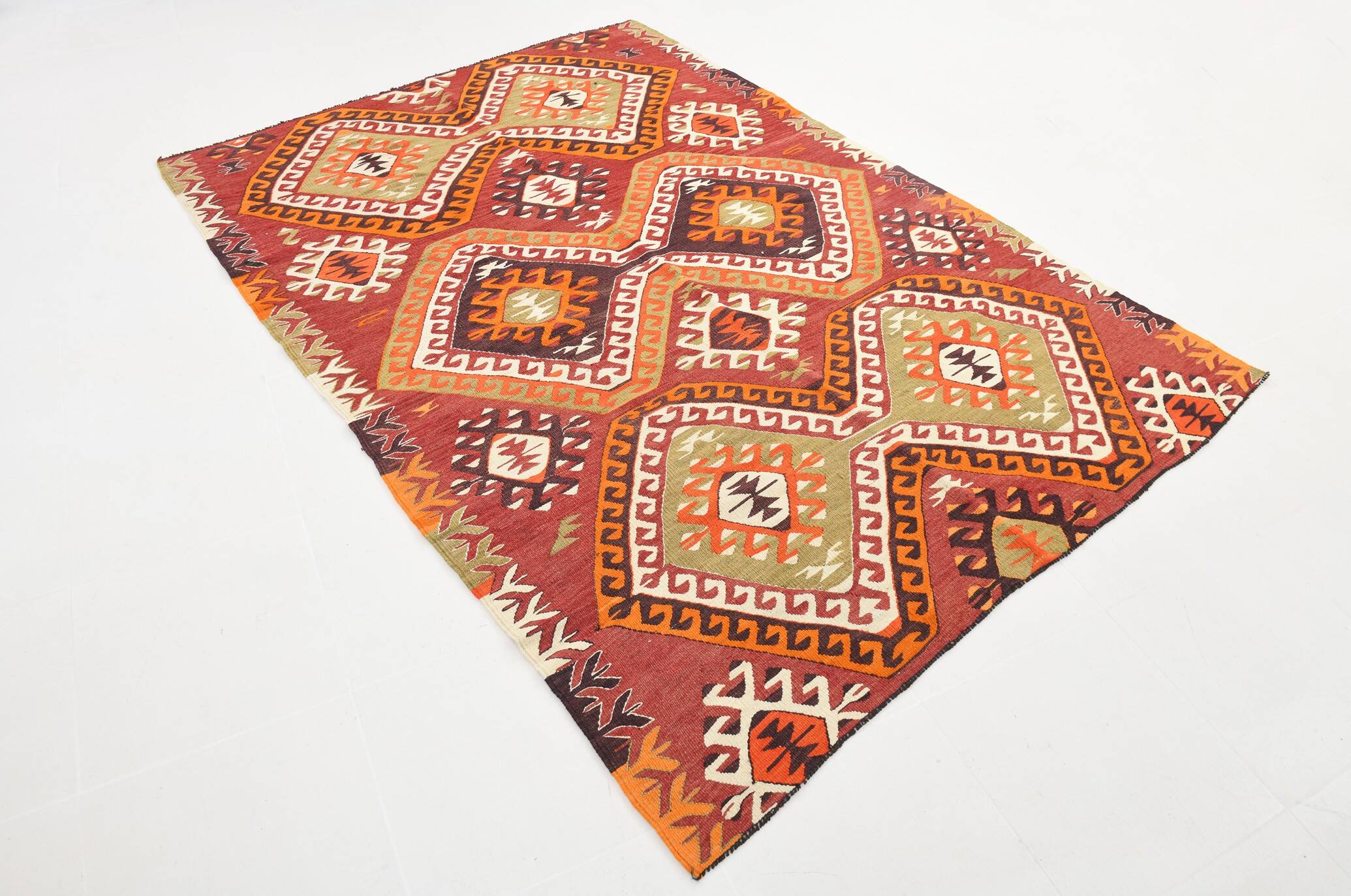 170x238Cm Anatolian Kilim Rug, 6x8 Handmade Wool Rug