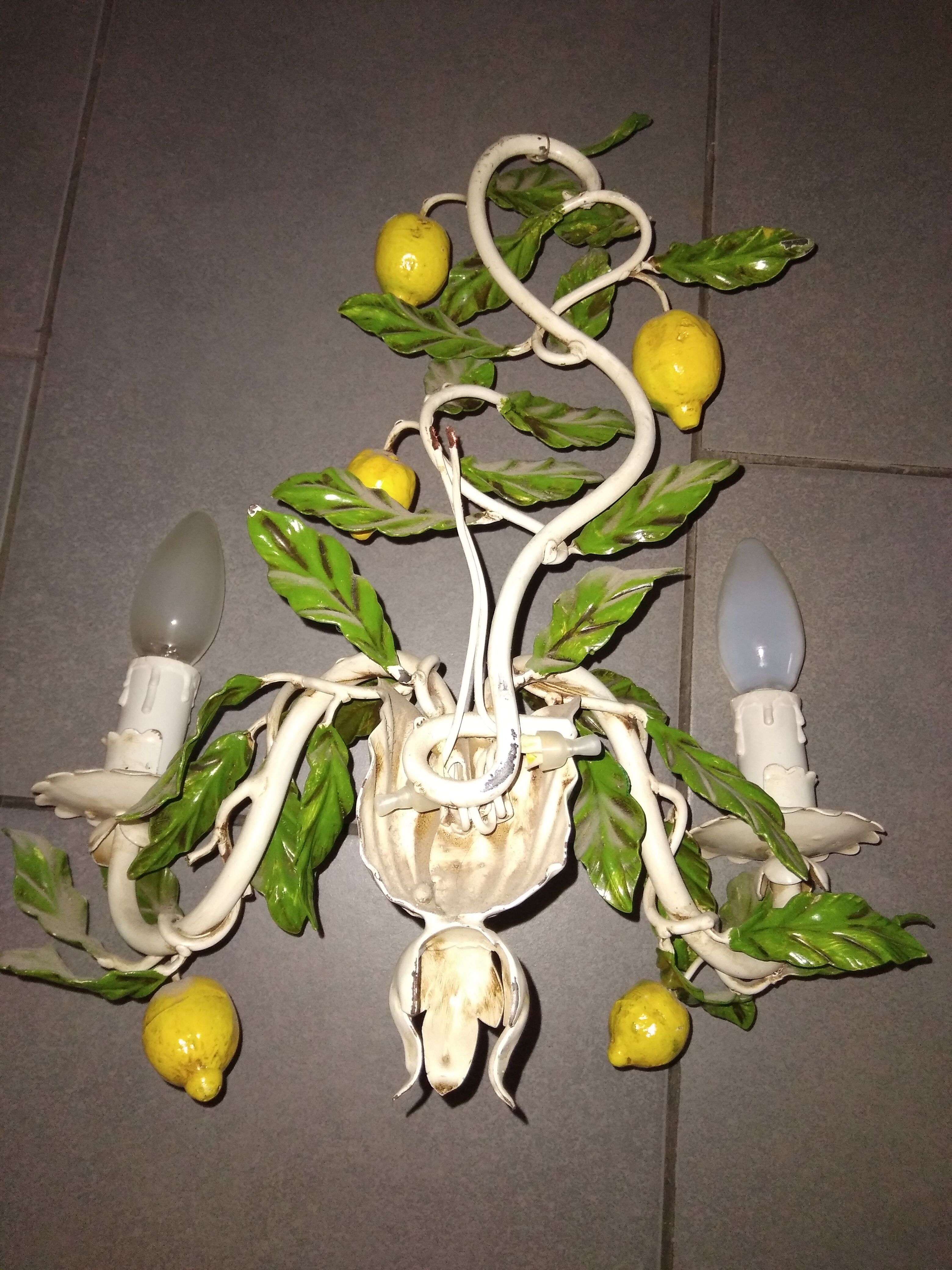Wire wall lamp decorated with lemons