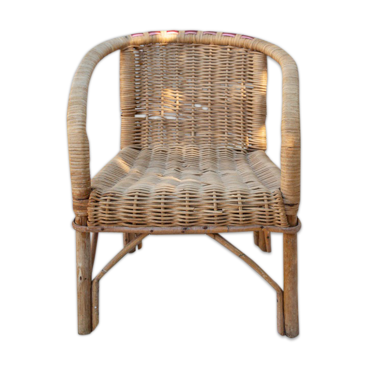 Wicker and rattan armchair for children