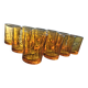 Set of 12 amber textured glass water glasses – Vintage 1970s