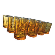 Set of 12 amber textured glass water glasses – 1970s