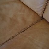 Danish Midcentury 3-seater canapé by Stouby in cognac brown leather, made in the 1970s.