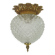 Midcentury ceiling light massive belgium textured glass gold-plated alu 70s