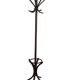 Vintage coat rack on floor in curved wood, thonet style