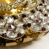 Mid Century Modern ceiling lamp made of glass stones and brass frame