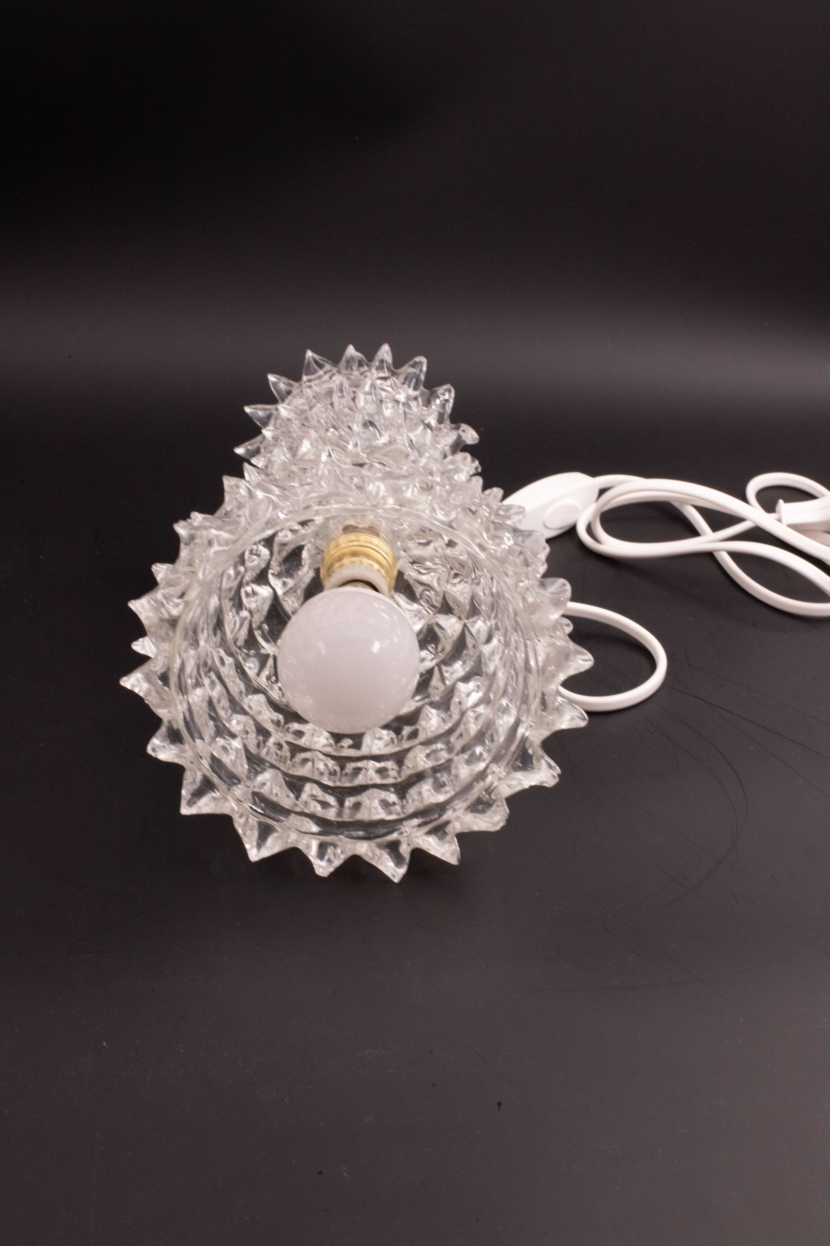 Elegant Table Lamp in Rostrato Murano Glass Vase attributed to Barovier & Toso, 1940s