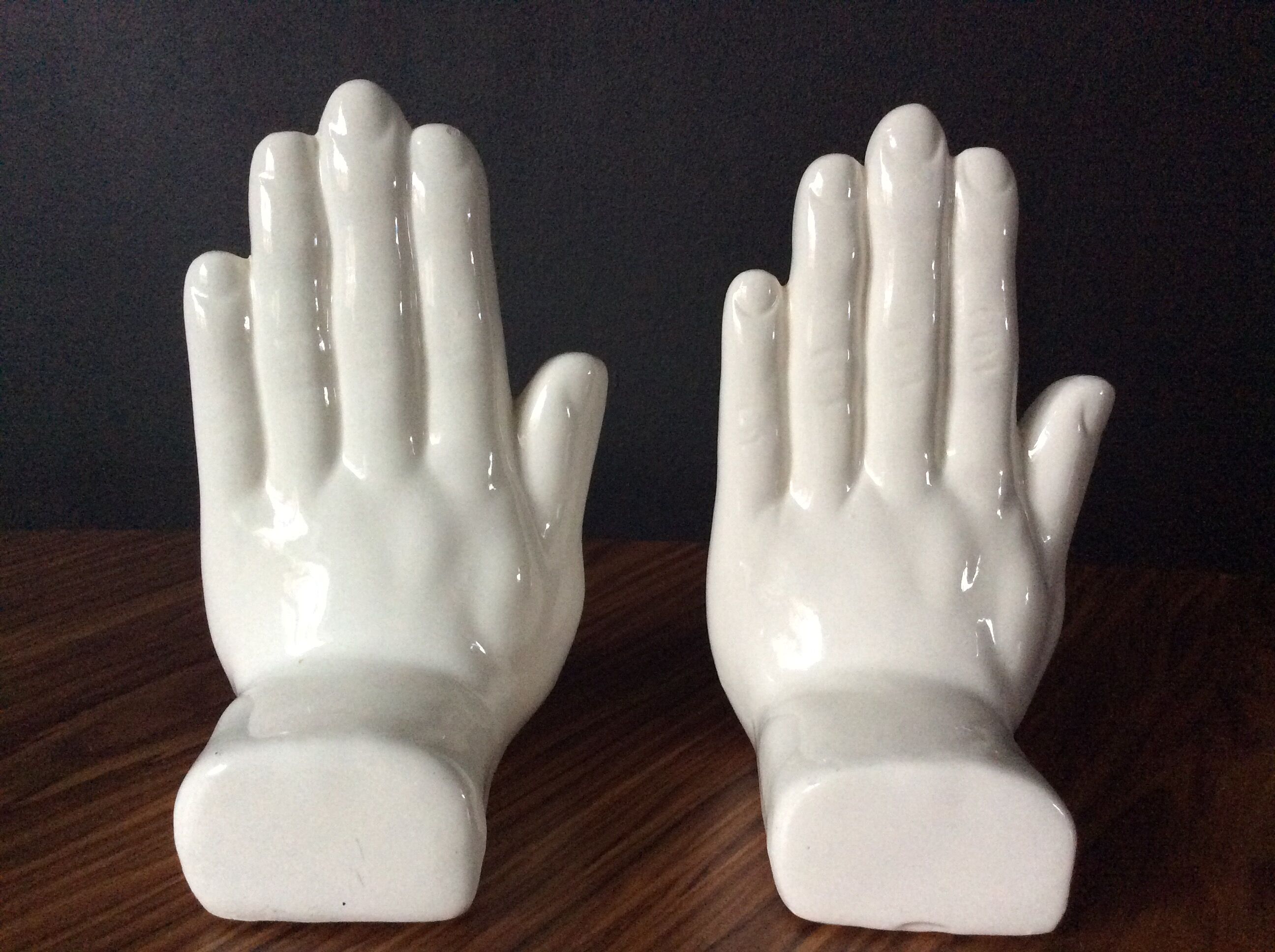 Pair of vintage bookends Ceramic hands