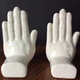 Pair of vintage bookends Ceramic hands