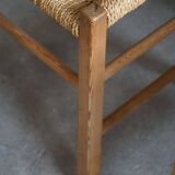 Set of 10 dining chairs in pine with sea grass seats, Danish design from the mid-20th century.