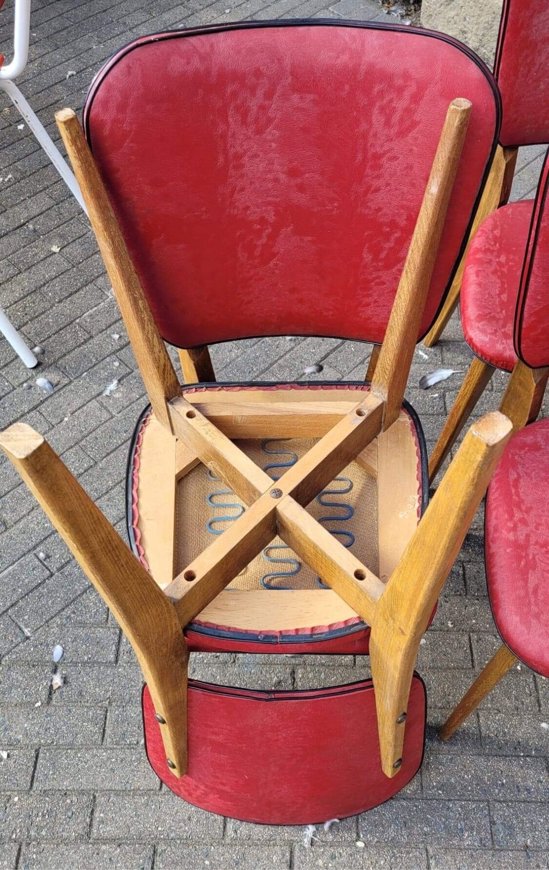 6 chaises vintage 1960 en bois et skaï