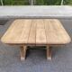 Rectangular Art Deco dining table with a central pedestal, stripped in solid oak.